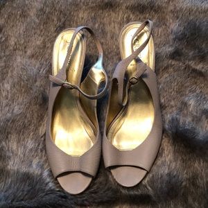 J Crew peep toe sling back pumps